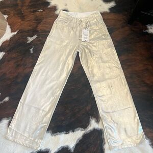 Brand new WITH tags, ZARA metallic foil jeans, size USA 2 women’s